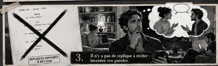 Étape 3 — Vous inventez vos paroles, sans réplique imposée